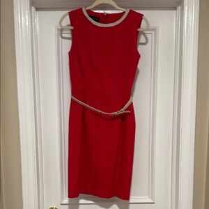 Elegant Vintage Style Orangish Red Sleeveless Dress